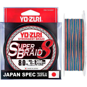 Шнур плетёный Yo-Zuri SUPER Braid X8 #8 (300м ) Multicolor