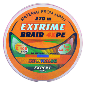 Плетеный шнур Extrime Braid 4X PE 270м Multicolor 0.40мм