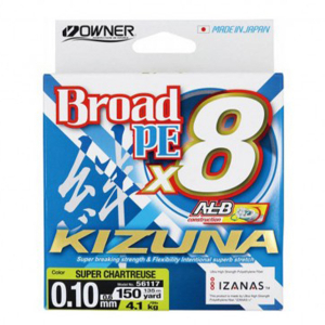 Шнур Owner Kizuna Broad PEx8 135m #0.6 0.10mm chartreuse